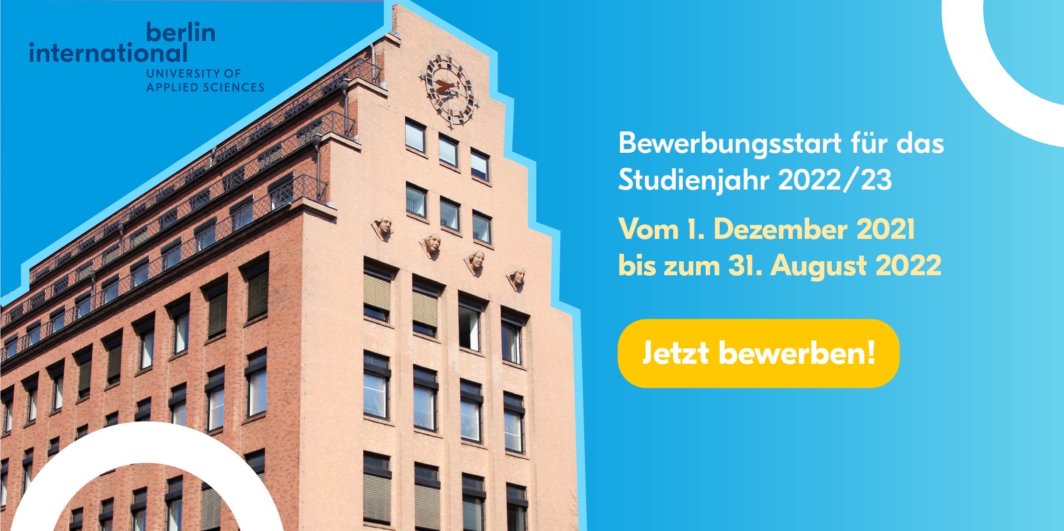 Bewerbungsfrist für das Studienjahr 2022/23 ist eröffnet!